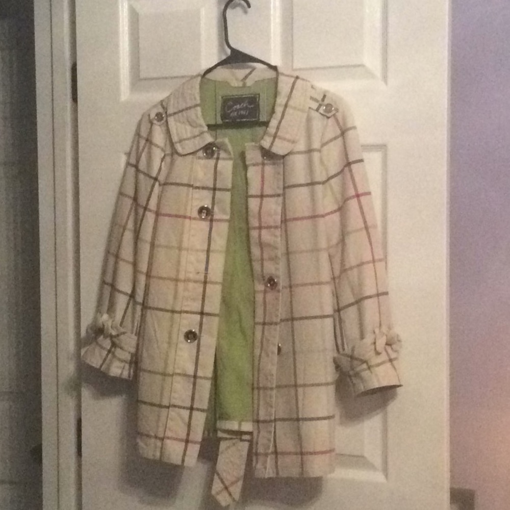 BN coach raincoat plaid sz 8 rainbow pastel khaki
